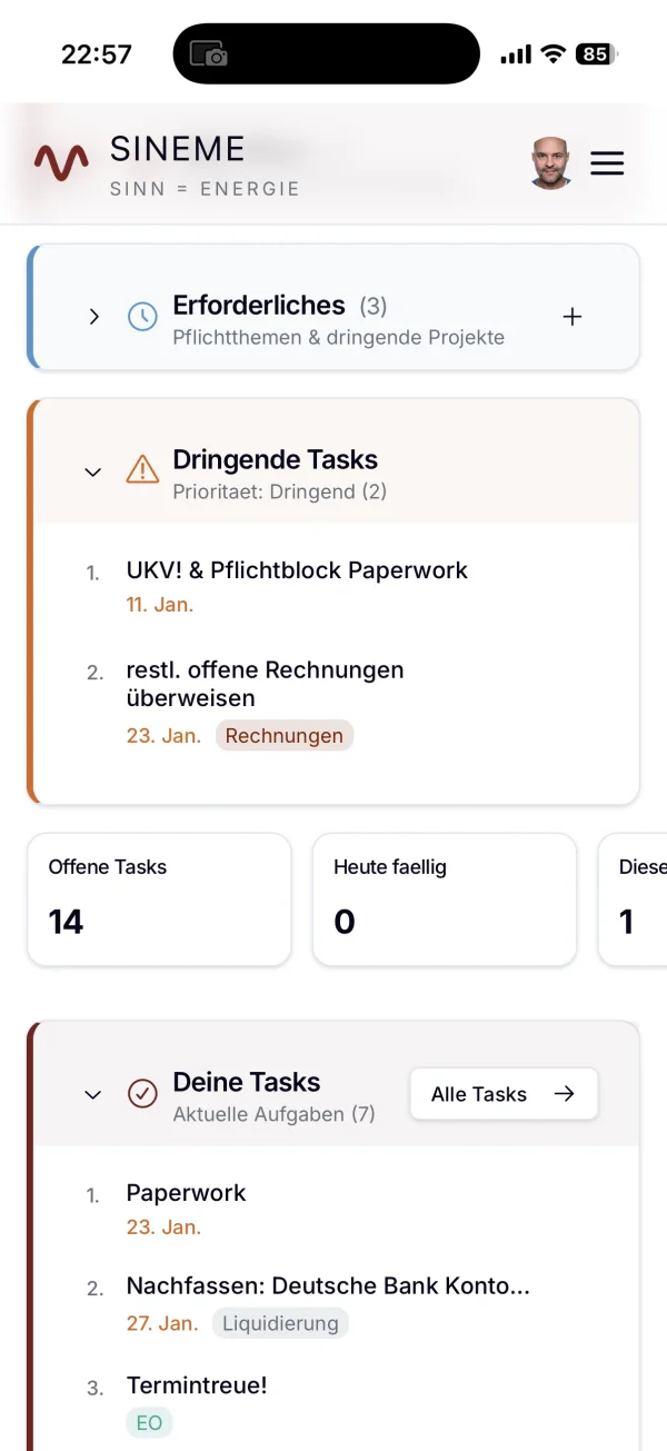 SINEme Wochen-Ziele &ndash; t&auml;gliche Selbststeuerung